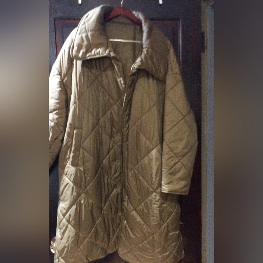 Plus Solid Snap Button Up Quilted Coat - image 5